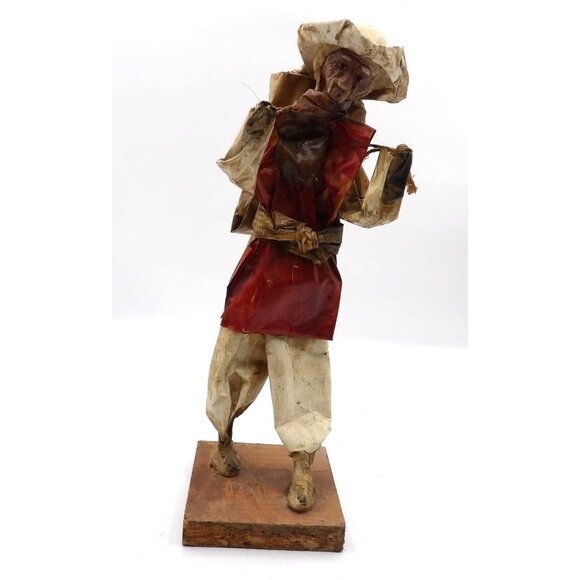 Viejito Papel Mache Old Man w bag of Potatoes on Back Papier Mache 12x3½ x3½ - Picture 1 of 5